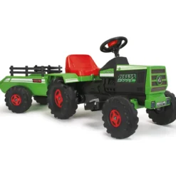 Trattore Elettrico Bambini 6V Rimorchio Verde Batteria Ricaricabile
