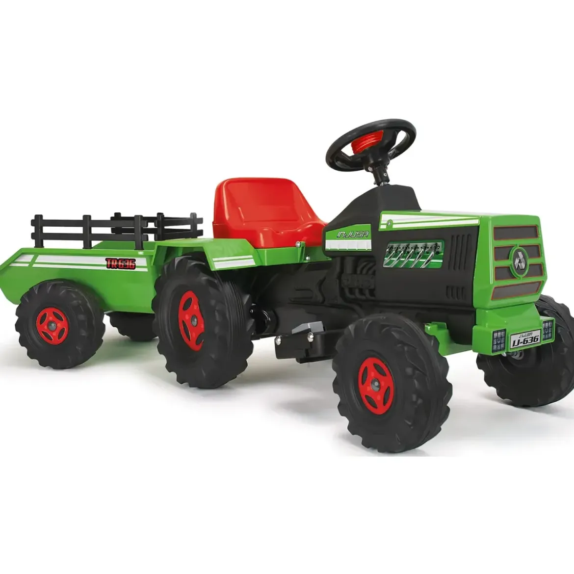 Trattore Elettrico Bambini 6V Rimorchio Verde Batteria Ricaricabile