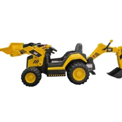 Trattore Escavatore Elettrico per Bambini 12V Giallo Caterpillar Telecomando