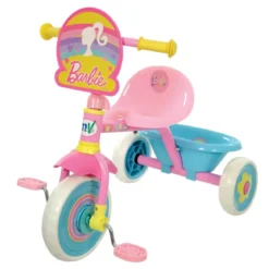 Triciclo Bambini con Maniglia Regolabile Removibile Barbie Ruote EVA