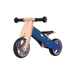 Triciclo Bicicletta per Bambini Legno Blu Pedagogica Senza Pedali a Spinta Bici
