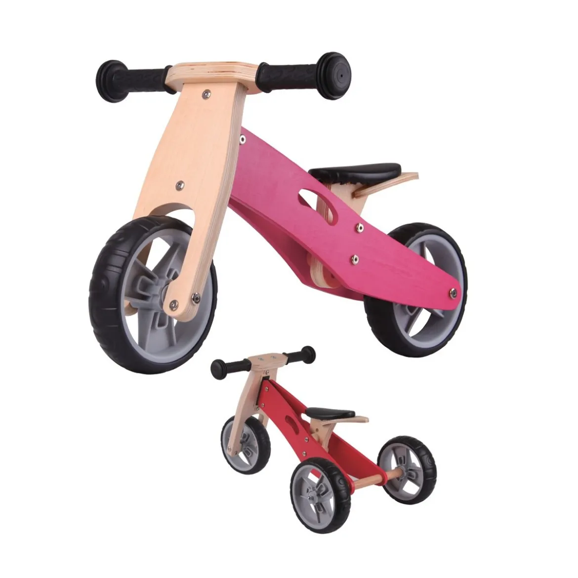 Triciclo Bicicletta per Bambina Legno Rosa Pedagogica Senza Pedali a Spinta Bici