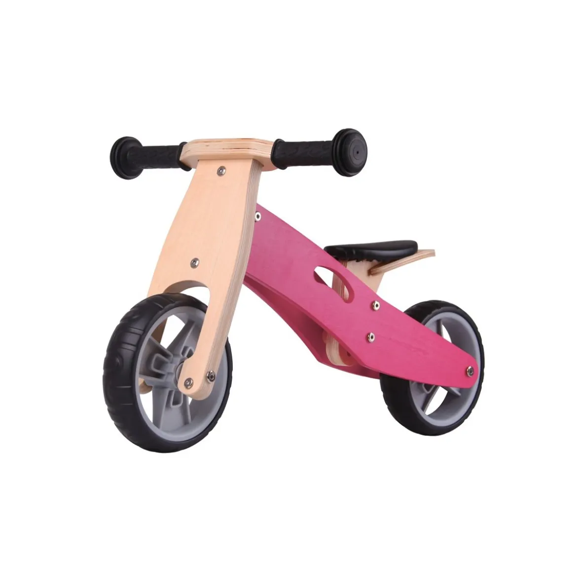 Triciclo Bicicletta per Bambina Legno Rosa Pedagogica Senza Pedali a Spinta Bici