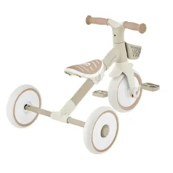 Triciclo Evolutivo Bambini 2 in 1 Beige Regolabile Pedali Rimovibili