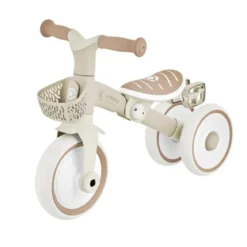 Triciclo Evolutivo Bambini 2 in 1 Beige Regolabile Pedali Rimovibili