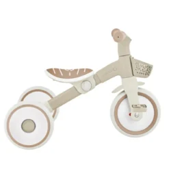 Triciclo Evolutivo Bambini 2 in 1 Beige Regolabile Pedali Rimovibili