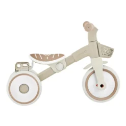 Triciclo Evolutivo Bambini 2 in 1 Beige Regolabile Pedali Rimovibili