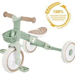Triciclo Evolutivo Bambini 2 in 1 Verde Regolabile Pedali Rimovibili