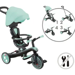Triciclo Evolutivo 4 in 1 Maniglione Regolabile Balance Bike Verde Menta