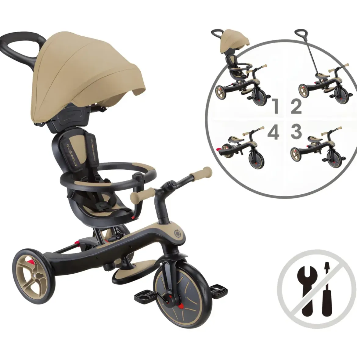 Triciclo Evolutivo 4 in 1 Maniglione Regolabile Balance Bike Beige