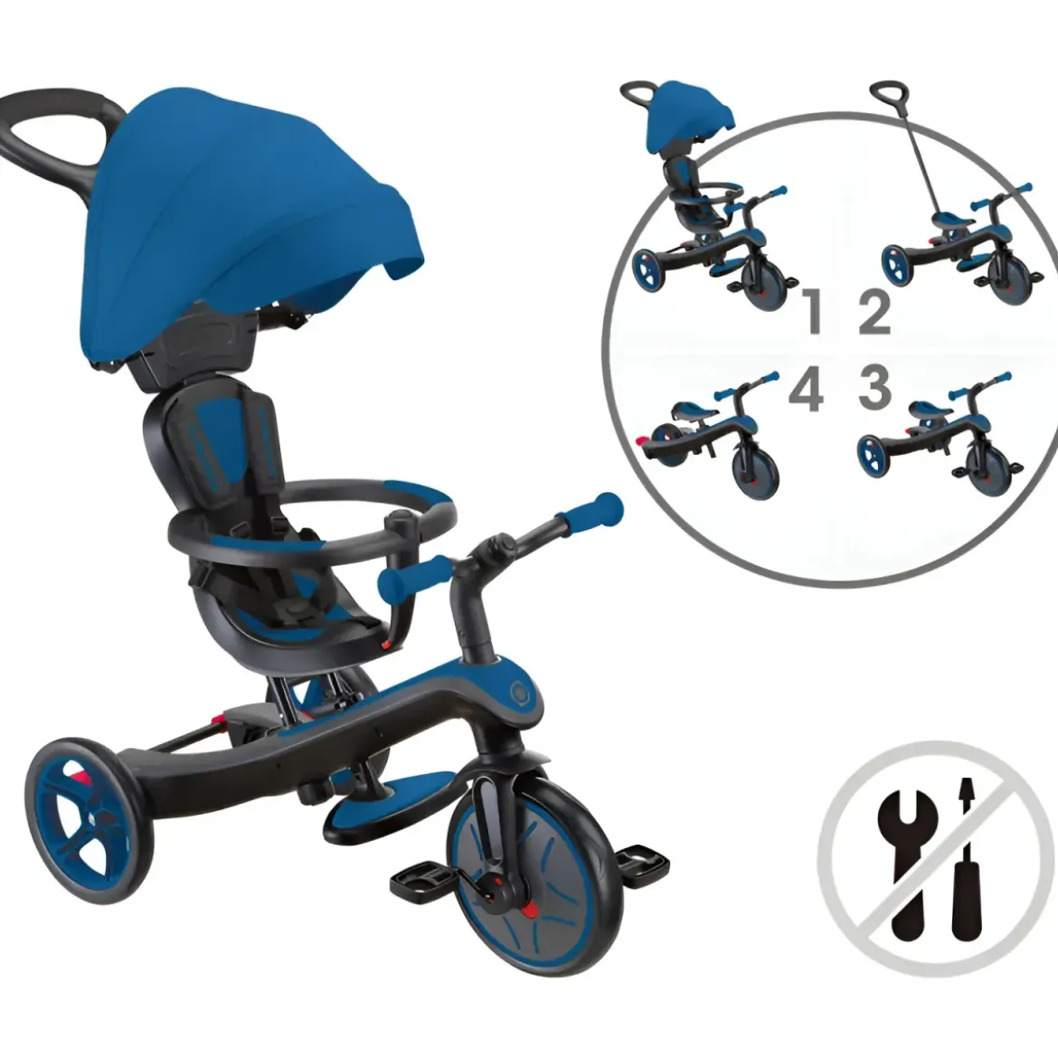 Triciclo Evolutivo 4 in 1 Maniglione Regolabile Balance Bike Blu Reale