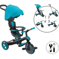 Triciclo Evolutivo 4 in 1 Maniglione Regolabile Balance Bike Verde Acqua