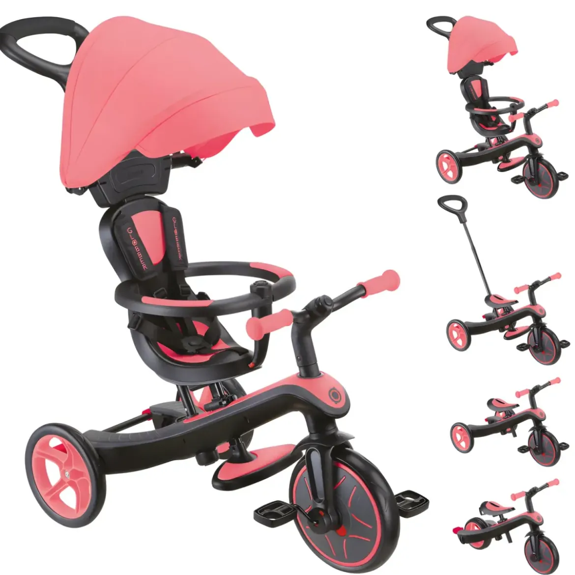 Triciclo Evolutivo 4 in 1 Maniglia Regolabile Balance Bike Rosa Corallo