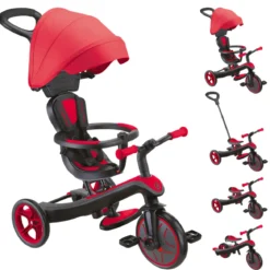 Triciclo Evolutivo 4 in 1 Maniglia Regolabile Balance Bike Rosso