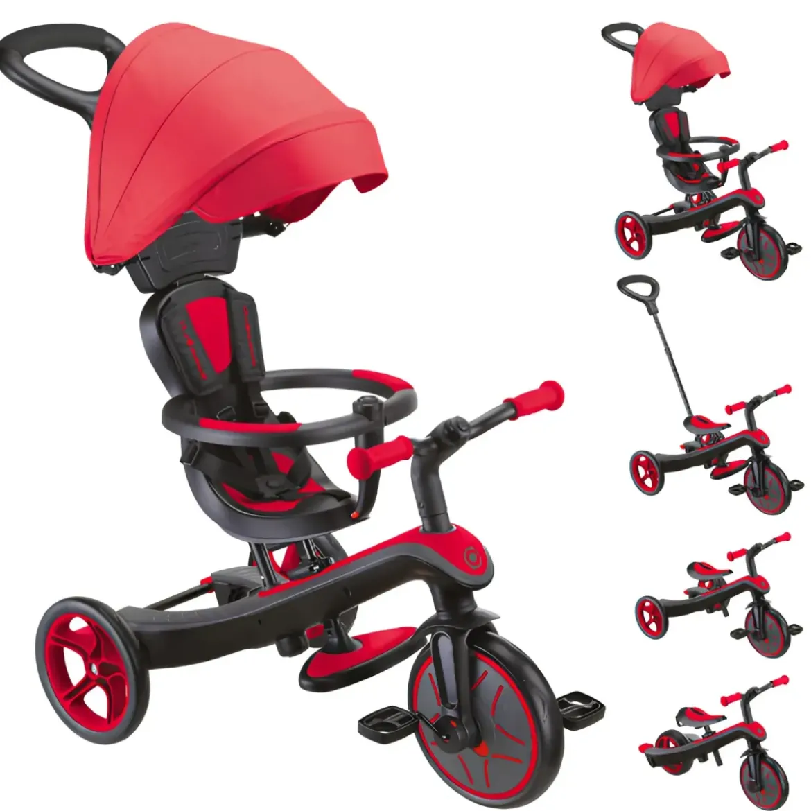 Triciclo Evolutivo 4 in 1 Maniglia Regolabile Balance Bike Rosso
