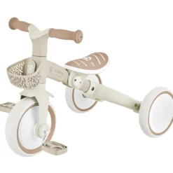 Triciclo Evolutivo per Bambini 3 in 1 Beige Regolabile Ecologico
