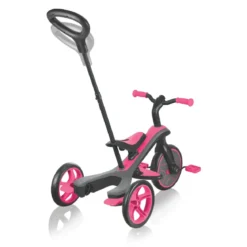 Triciclo Evolutivo per Bambini 4 in 1 Nero Rosa Neon Regolabile