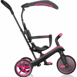 Triciclo Evolutivo per Bambini 4 in 1 Nero Rosa Neon Regolabile