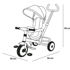 Triciclo per Bambini Azzurro 360° con Cappottina e Guida Parentale