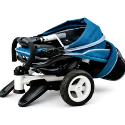 Triciclo per Bambini Blu Pieghevole Sedile Girevole Cappottina 1+