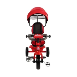 Triciclo per Bambini Rosso con Seggiolino 360° Cappottina e Manubrio