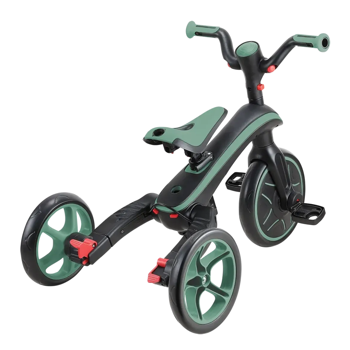 Triciclo Pieghevole 4 in 1 per Bambini Verde Oliva con Ruote EVA