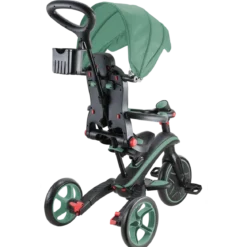Triciclo Pieghevole 4 in 1 per Bambini Verde Oliva con Ruote EVA