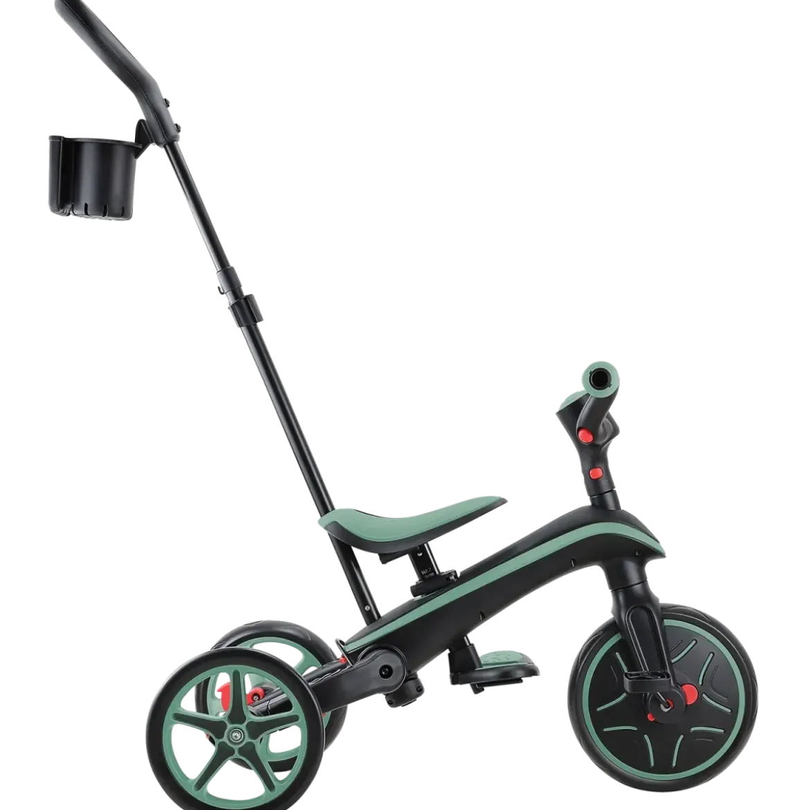 Triciclo Pieghevole 4 in 1 per Bambini Verde Oliva con Ruote EVA