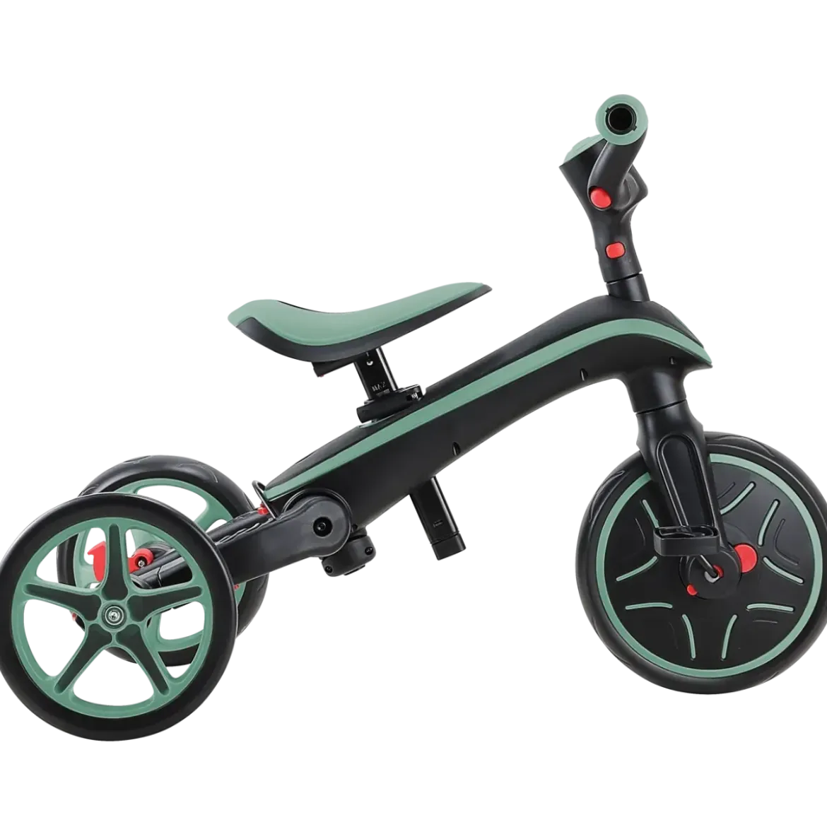 Triciclo Pieghevole 4 in 1 per Bambini Verde Oliva con Ruote EVA