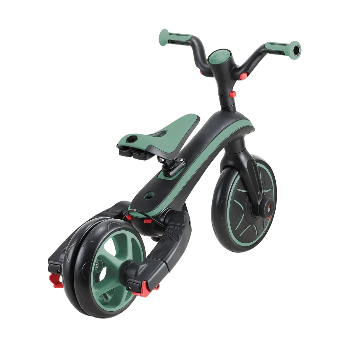 Triciclo Pieghevole 4 in 1 per Bambini Verde Oliva con Ruote EVA