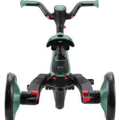 Triciclo Pieghevole 4 in 1 per Bambini Verde Oliva con Ruote EVA