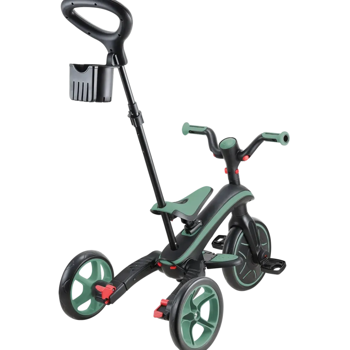 Triciclo Pieghevole 4 in 1 per Bambini Verde Oliva con Ruote EVA