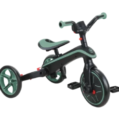 Triciclo Pieghevole 4 in 1 per Bambini Verde Oliva con Ruote EVA