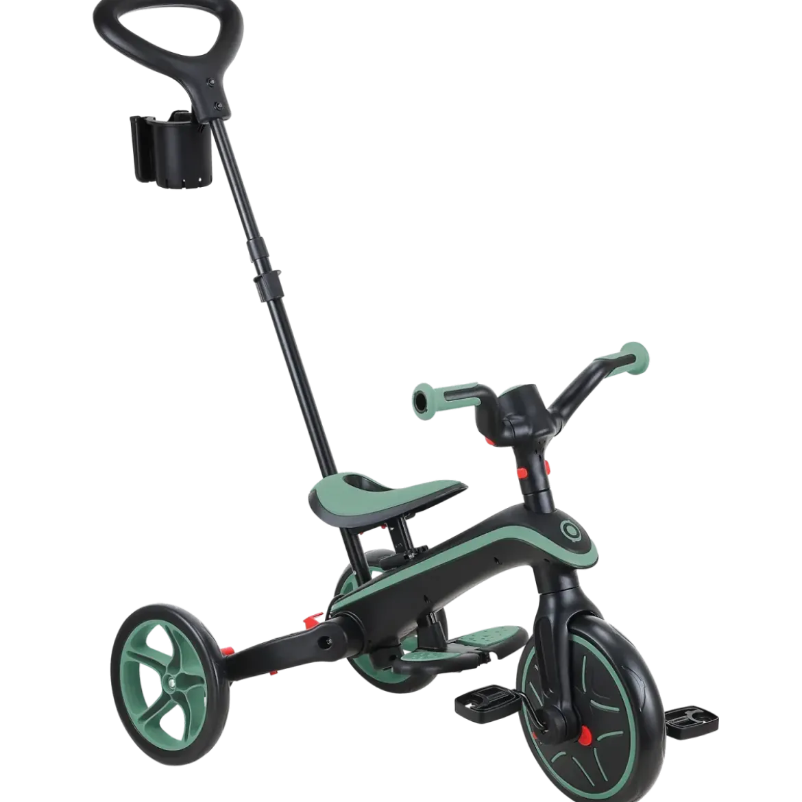 Triciclo Pieghevole 4 in 1 per Bambini Verde Oliva con Ruote EVA