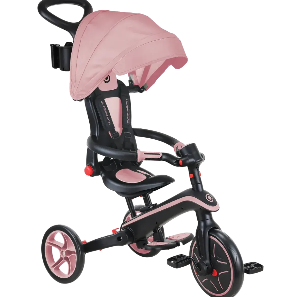 Triciclo Pieghevole 4 in 1 per Bambini Rosa Pastello con Ruote EVA