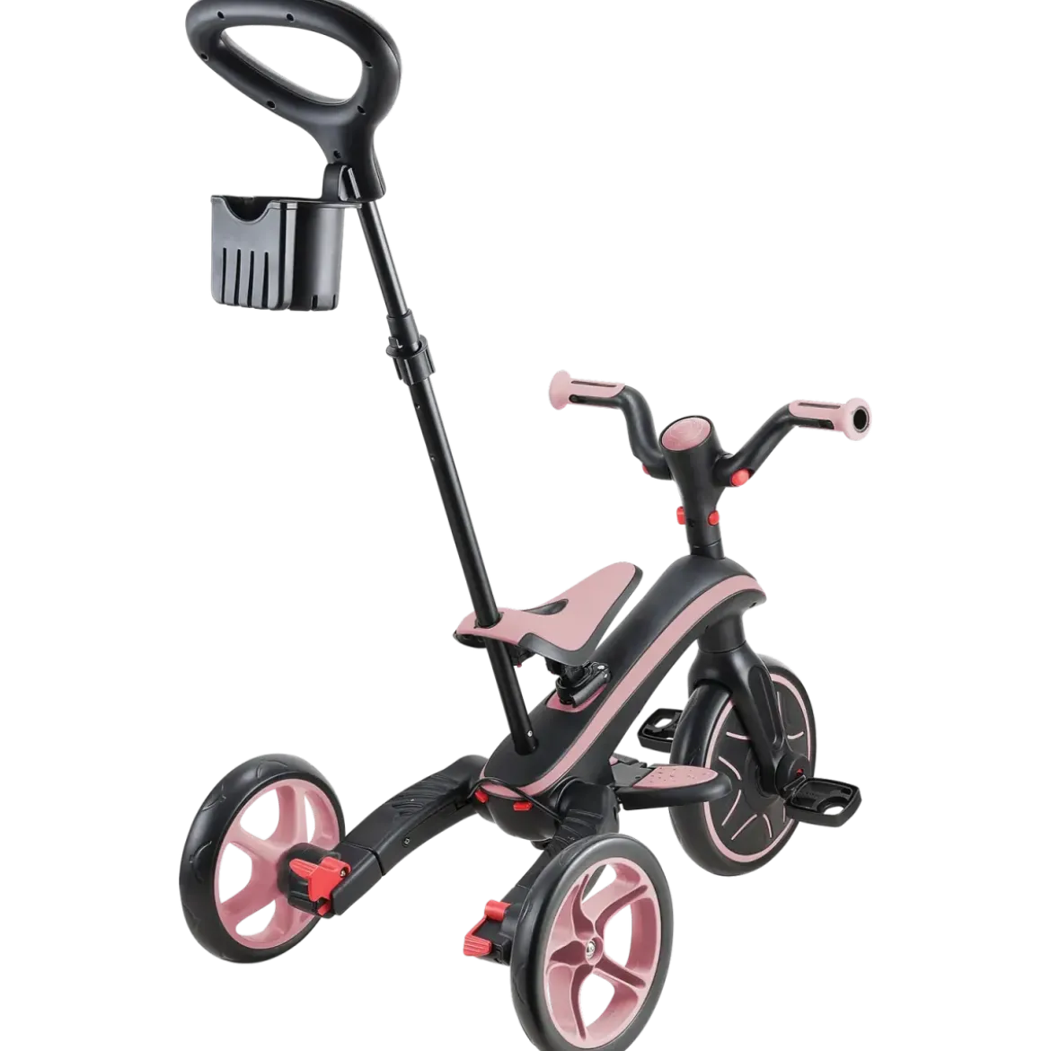 Triciclo Pieghevole 4 in 1 per Bambini Rosa Pastello con Ruote EVA