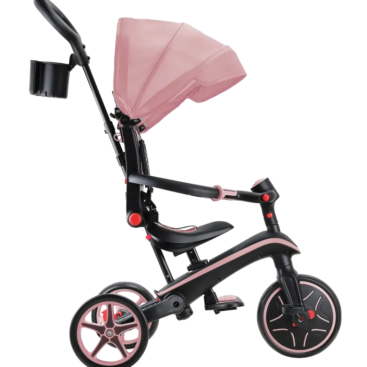 Triciclo Pieghevole 4 in 1 per Bambini Rosa Pastello con Ruote EVA