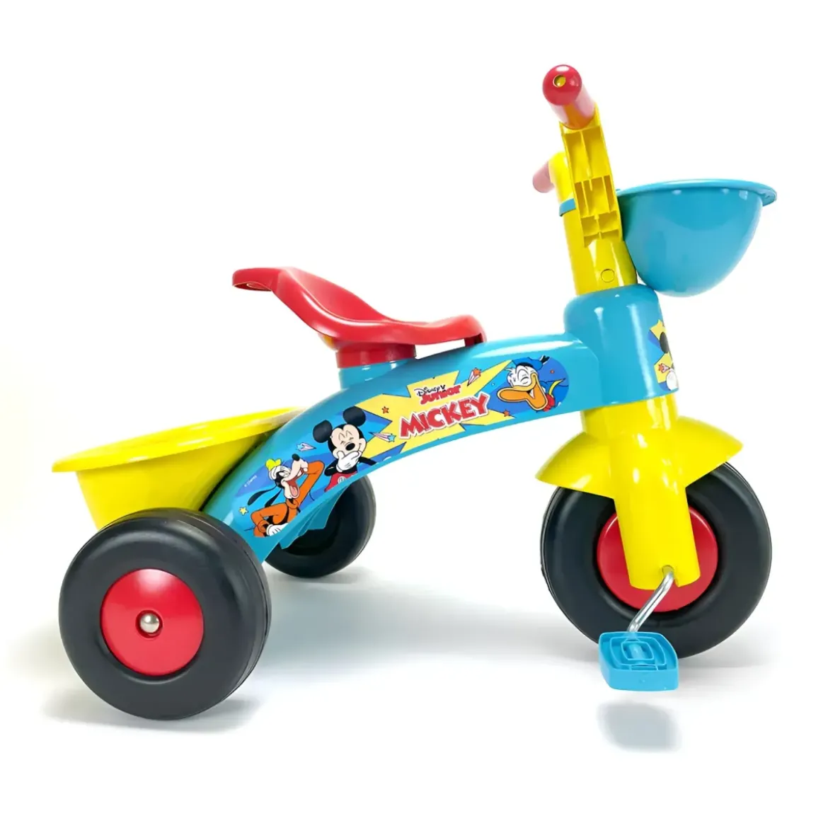 Triciclo Primi Passi per Bambini Topolino Disney 3 Ruote 2 Cestini