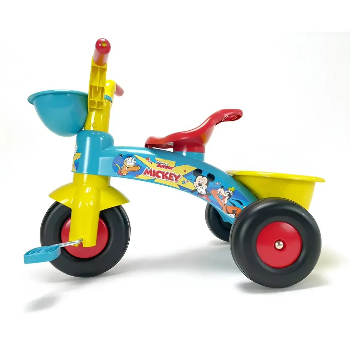 Triciclo Primi Passi per Bambini Topolino Disney 3 Ruote 2 Cestini