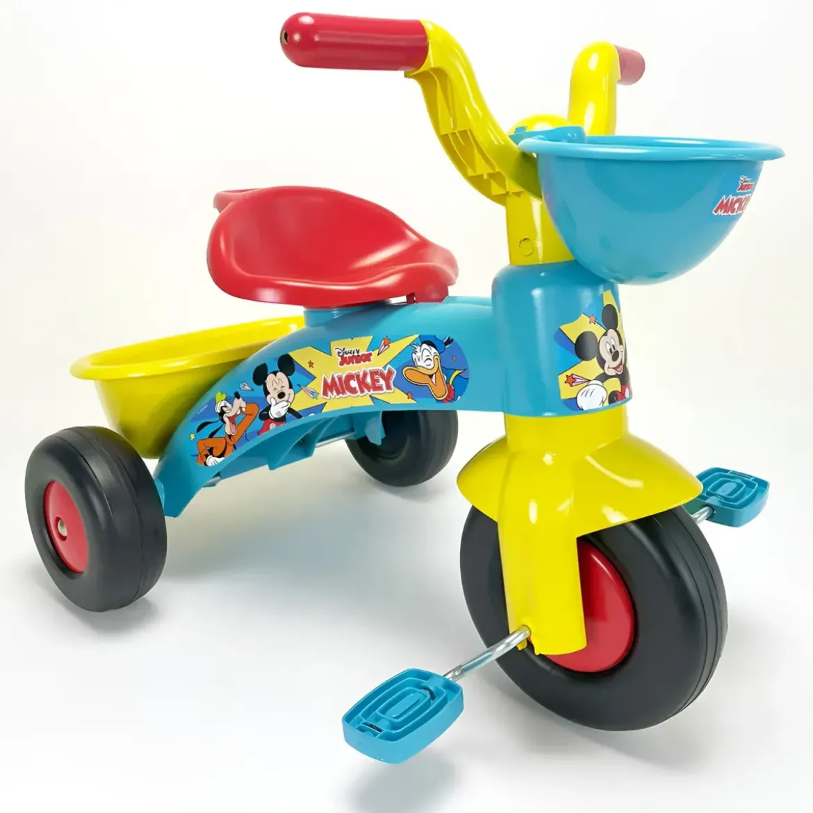 Triciclo Primi Passi per Bambini Topolino Disney 3 Ruote 2 Cestini