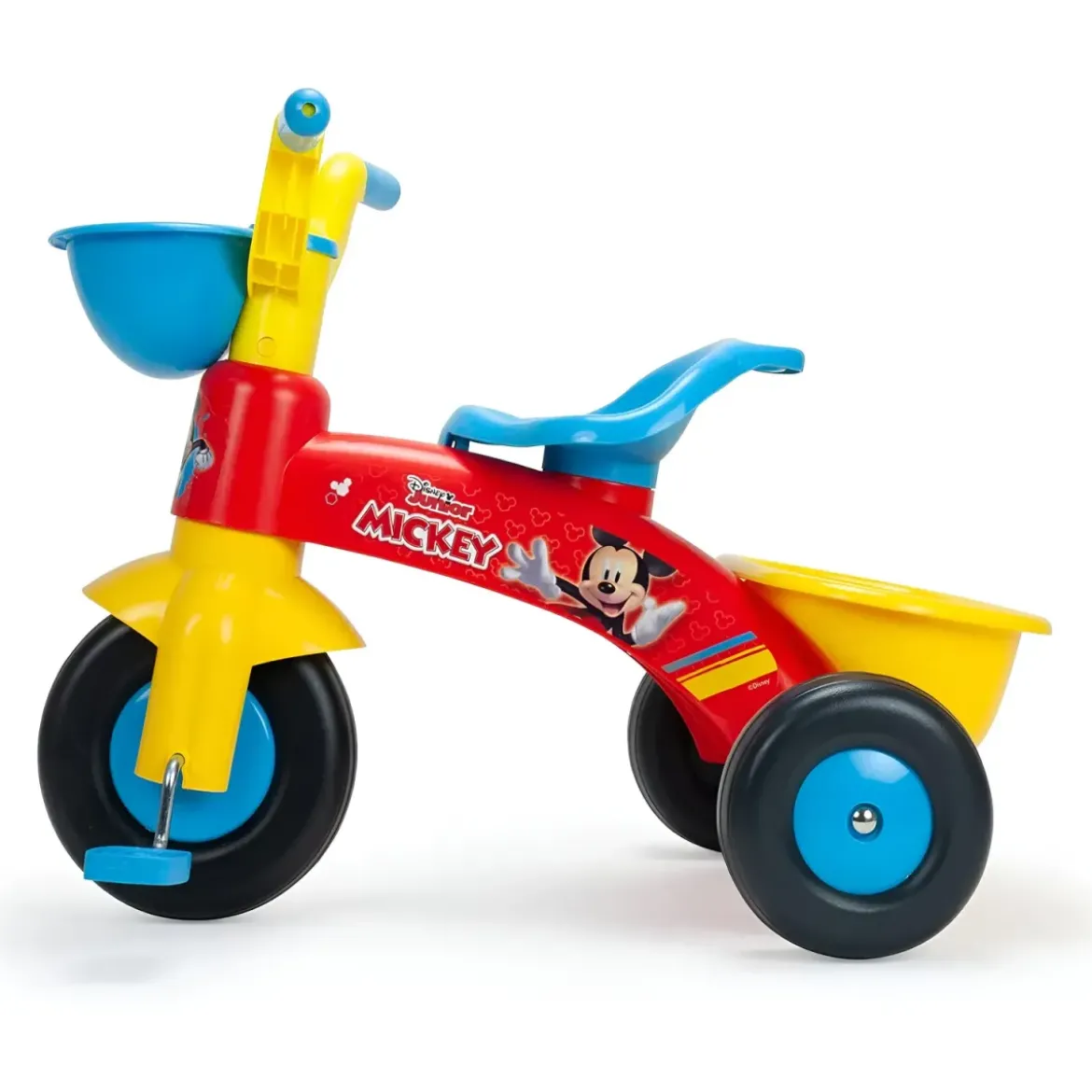 Triciclo Primi Passi per Bambini Topolino Disney 3 Ruote 2 Cestini