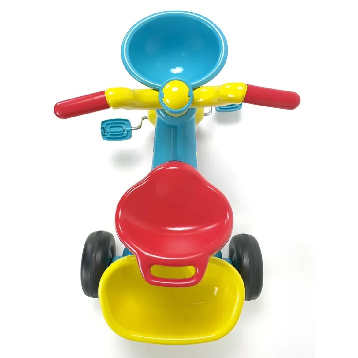 Triciclo Primi Passi per Bambini Topolino Disney 3 Ruote 2 Cestini