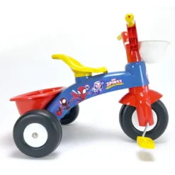 Triciclo Primi Passi per Bambini Spiderman Marvel 3 Ruote 2 Cestini