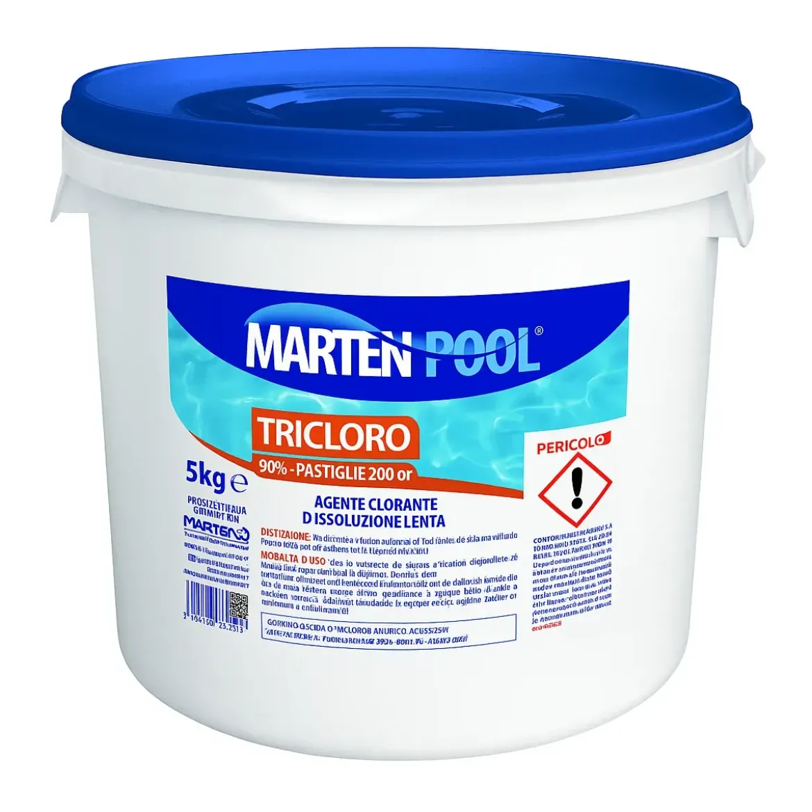 Tricloro per Piscina Pastiglie 200 gr Secchio 5 kg a Lenta Dissoluzione