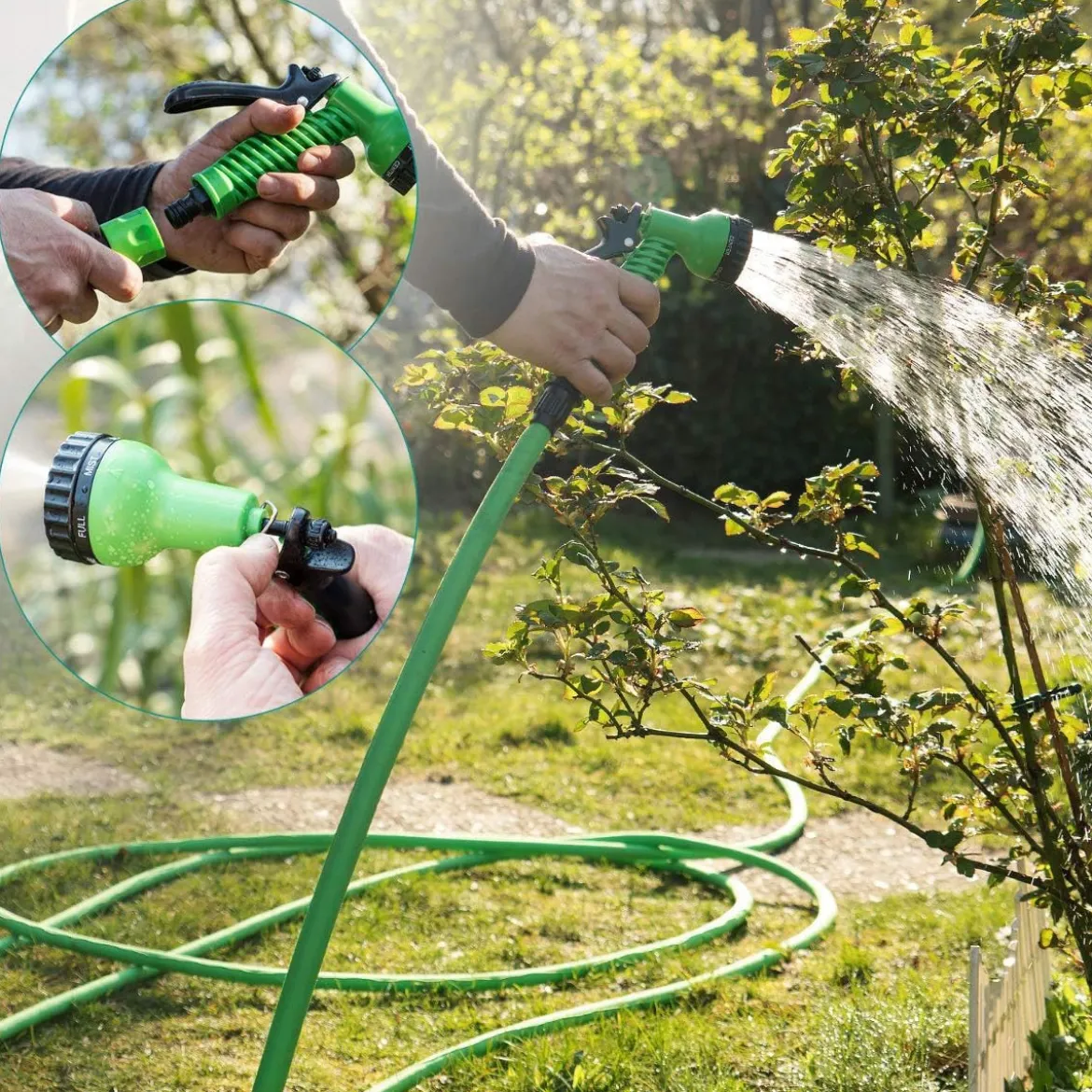 Tubo Acqua Estensibile fino 7.5 metri con Pistola per Innaffiare Vasi