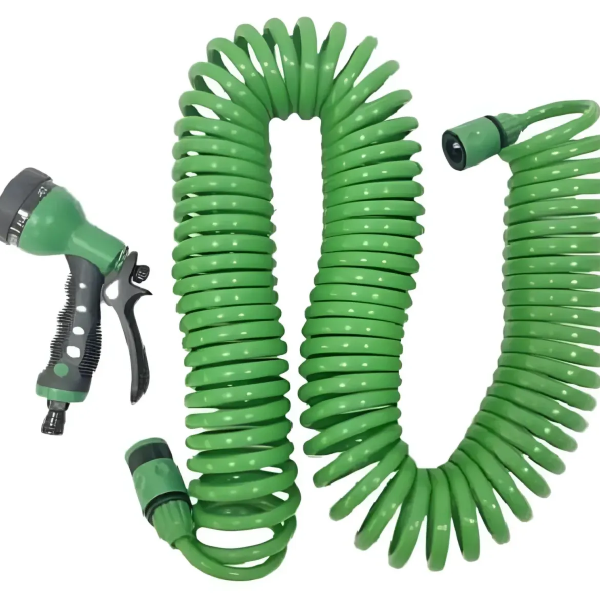 Tubo a Spirale 7,5 m con Pistola Multifunzione 7 Getti per Irrigazione