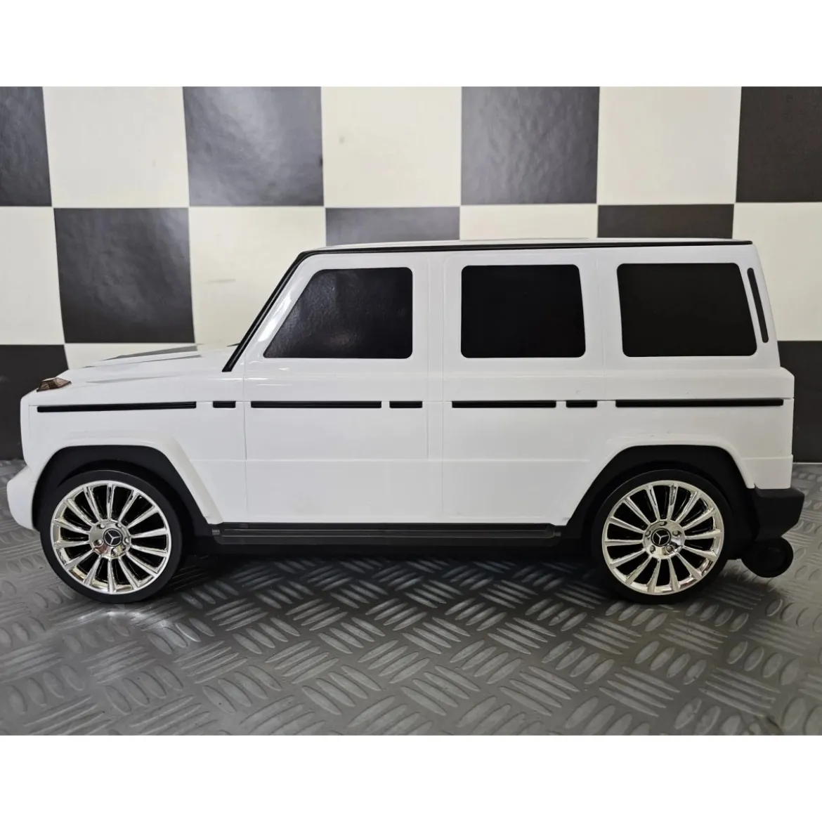 Valigia da Viaggio 2 in 1 Auto Mercedes Bianca Cavalcabile per Bambini