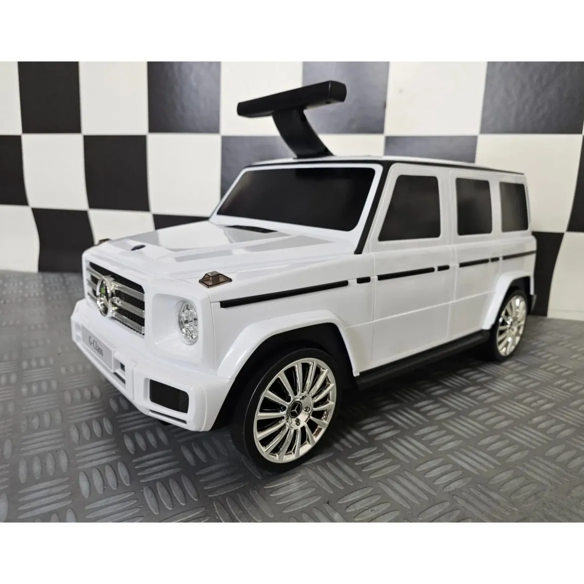 Valigia da Viaggio 2 in 1 Auto Mercedes Bianca Cavalcabile per Bambini