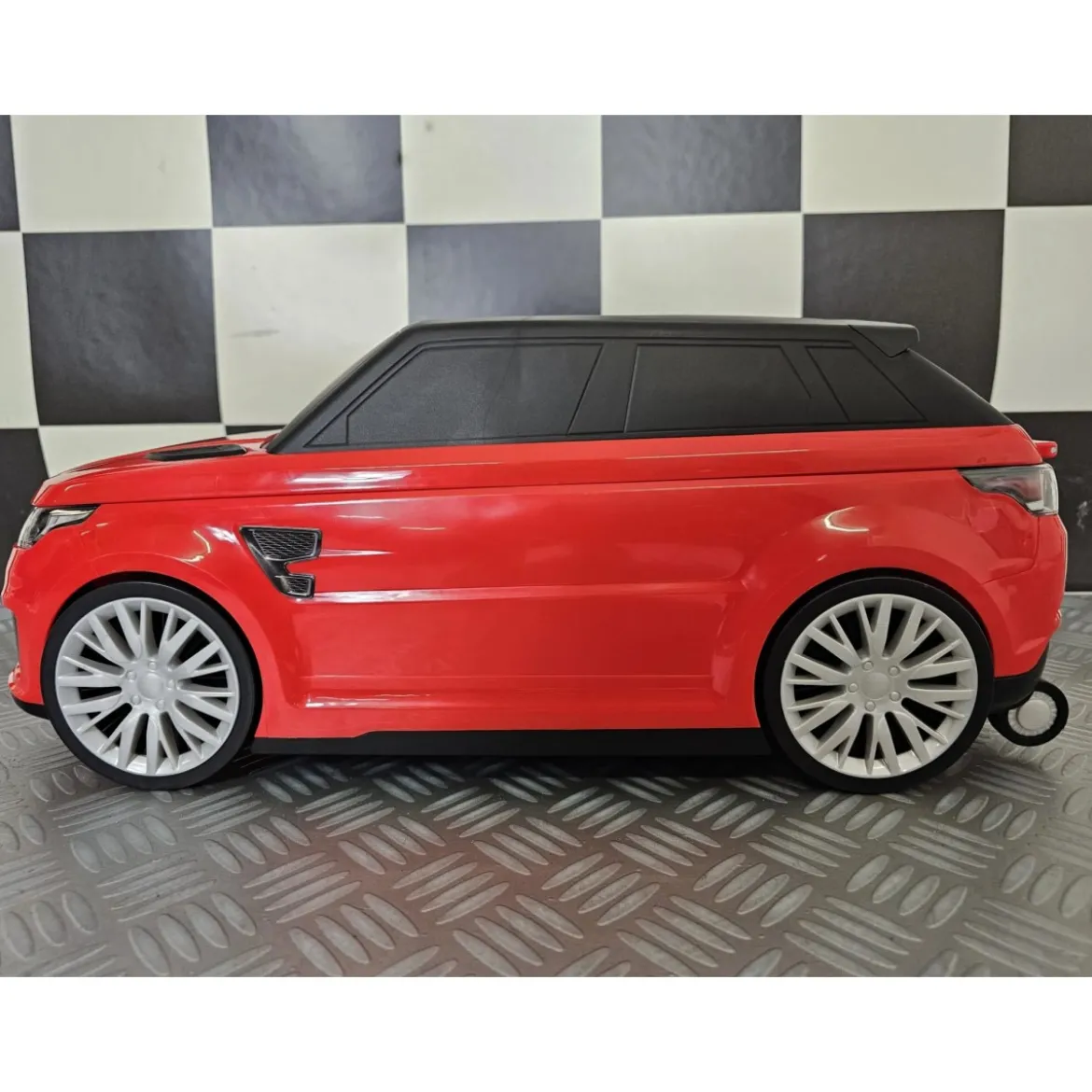 Valigia da Viaggio 2 in 1 Auto Range Rover Rossa Cavalcabile per Bambini