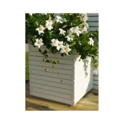 Vaso Fioriera in Legno Bianca 50x50 cm da Esterno Giardino Portavasi